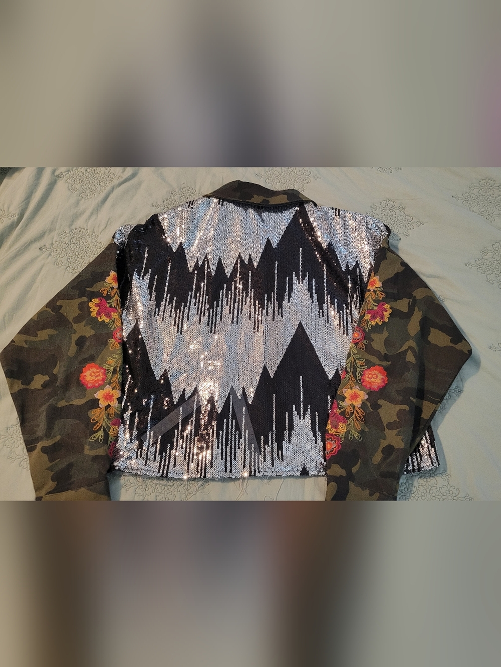 Savanna Jane Camo Utility Jacket with Pink & Yellow Floral Embroidery - Picture 2 of 5